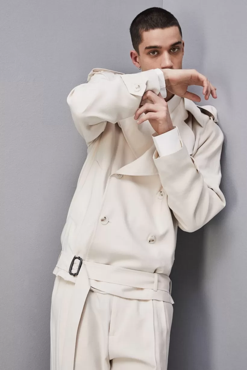 Krótka kurtka z efektem trencza z wiskozowego diagonalu^Patrizia Pepe Best Sale