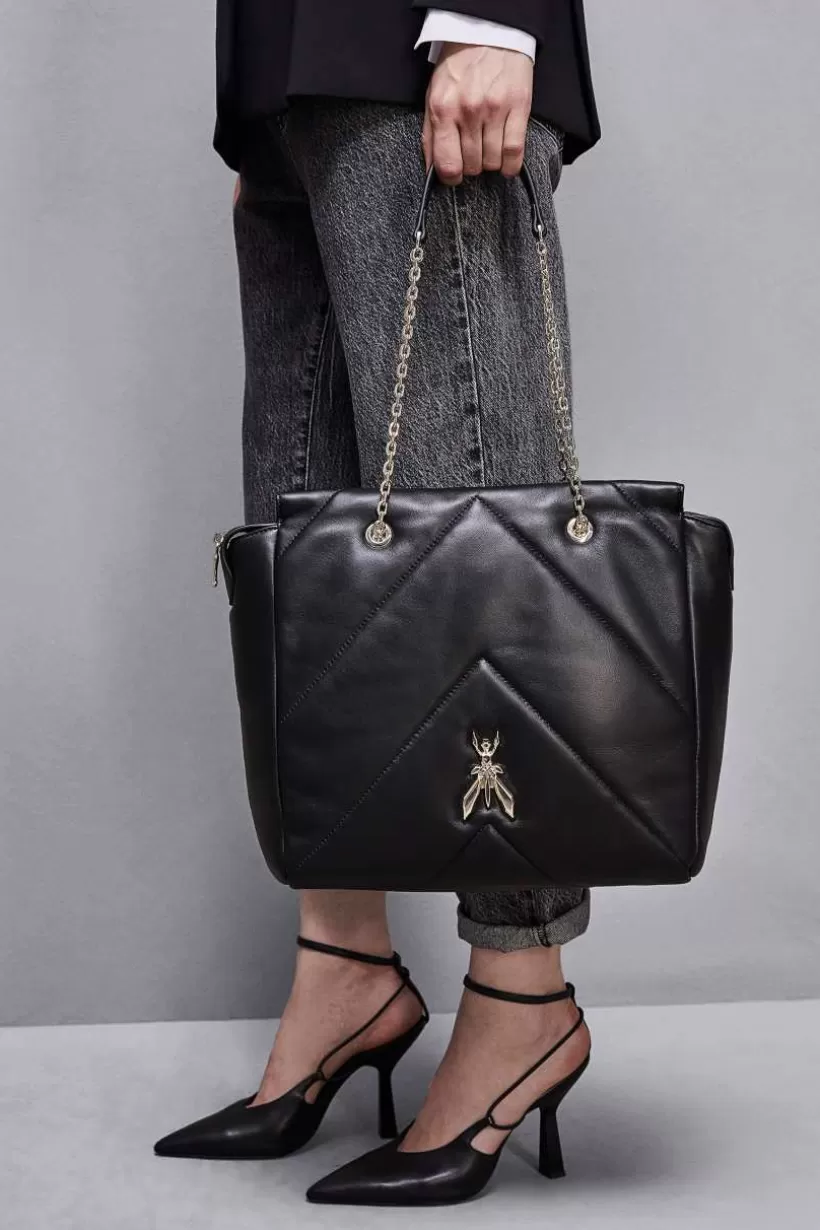 Skórzana torebka typu worek zapinana na zamek^Patrizia Pepe Discount