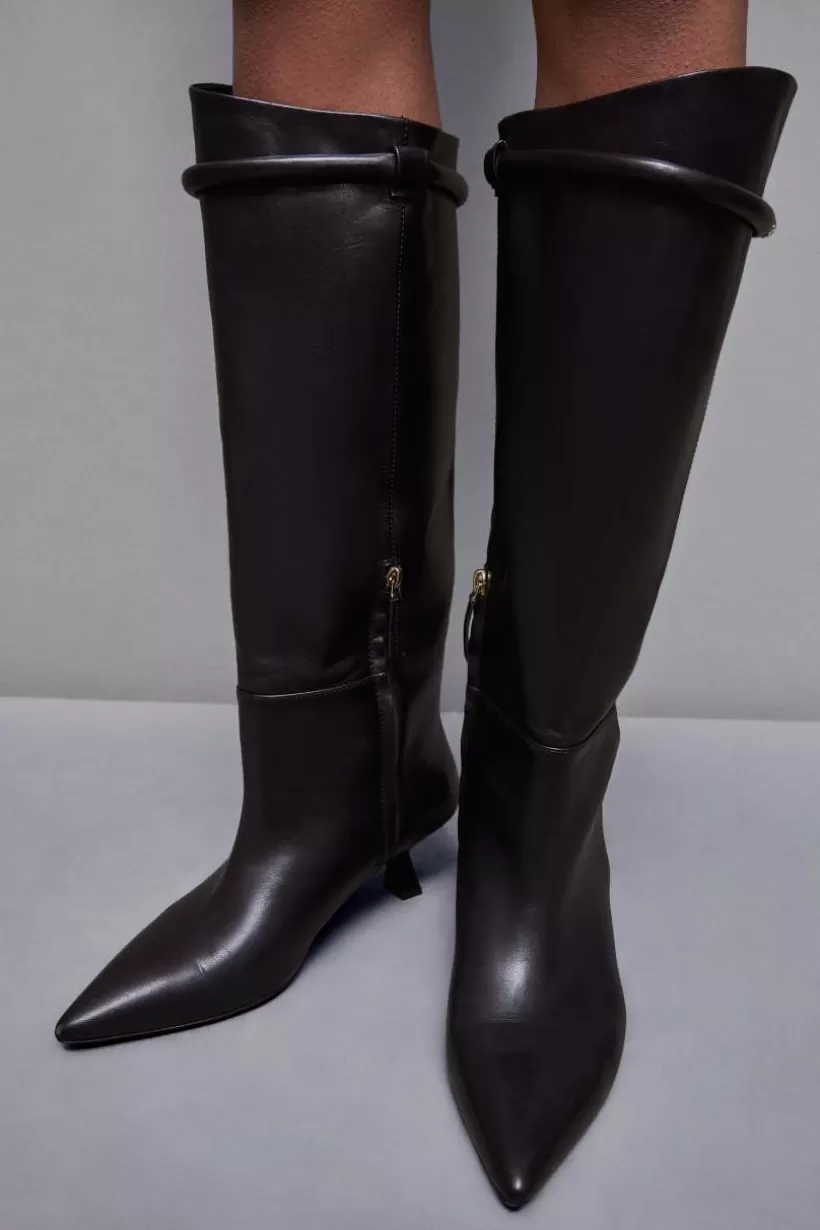 Skórzane kozaki rurki zapinane na zamek błyskawiczny^Patrizia Pepe Clearance