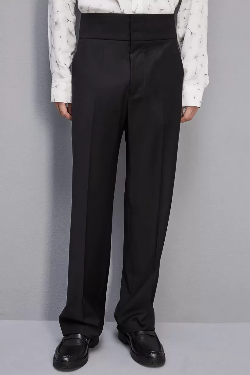 Spodnie z wysokim stanem z letniej wełny^Patrizia Pepe Shop