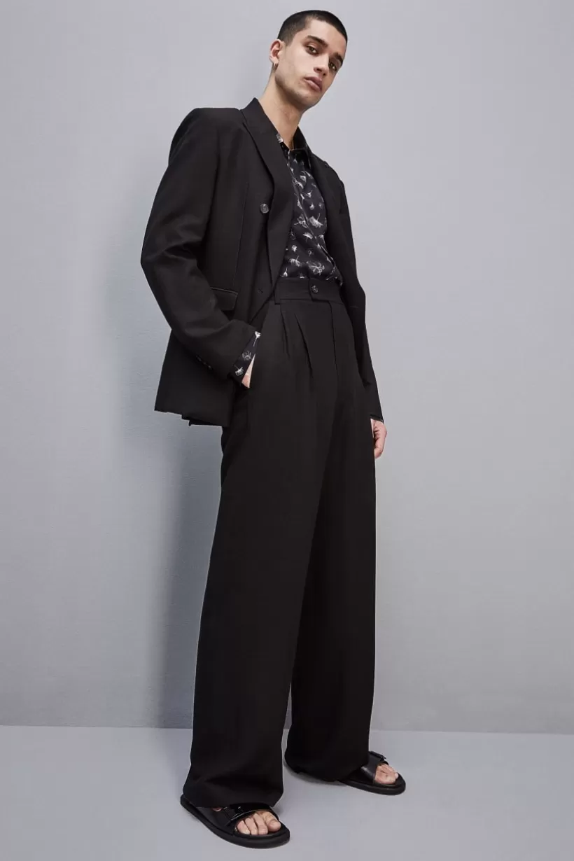 Spodnie z zakładkami z domieszką lnu i wiskozy^Patrizia Pepe Store