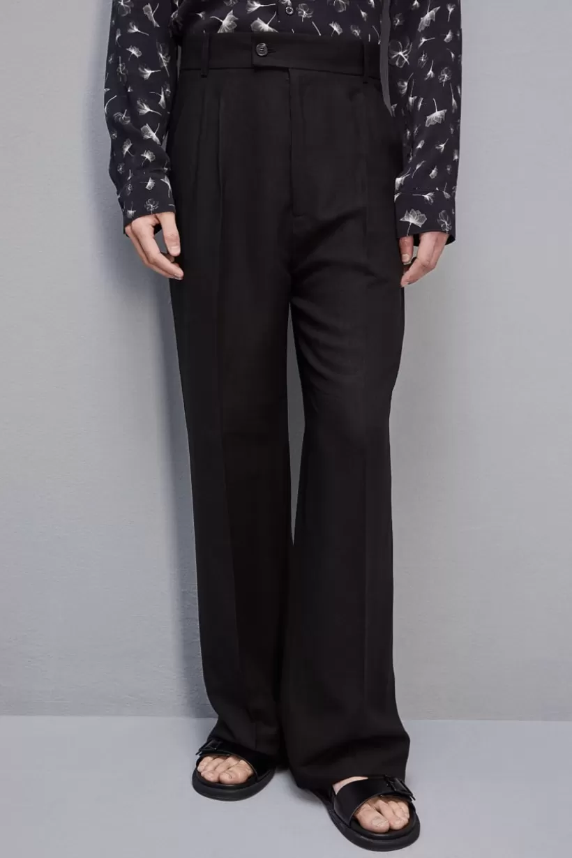 Spodnie z zakładkami z domieszką lnu i wiskozy^Patrizia Pepe Store