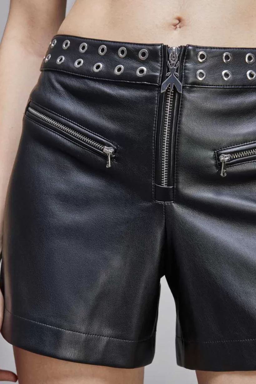 Szorty ze sztucznej skóry z niskim stanem, zapinane na zamek^Patrizia Pepe Hot