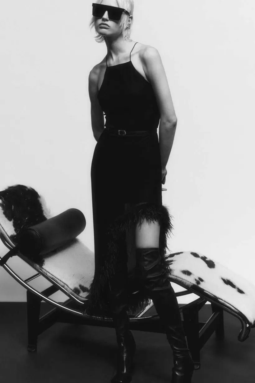 Szyfonowa sukienka z piórami^Patrizia Pepe Hot