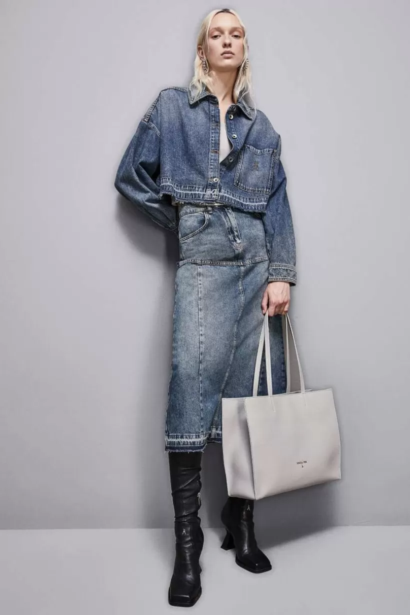 Torba typu shopper z międlonej skóry^Patrizia Pepe New